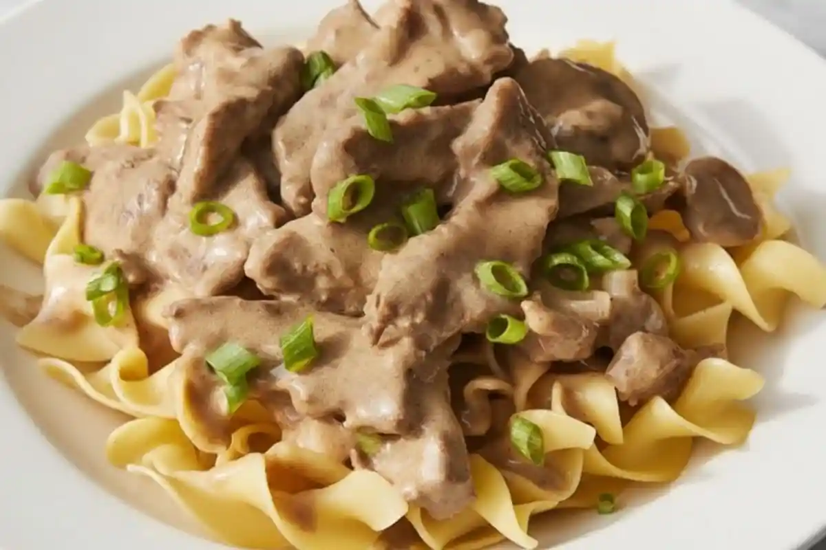 This Beef Stroganoff recipe features tender beef, savory mushrooms, and a creamy sauce.