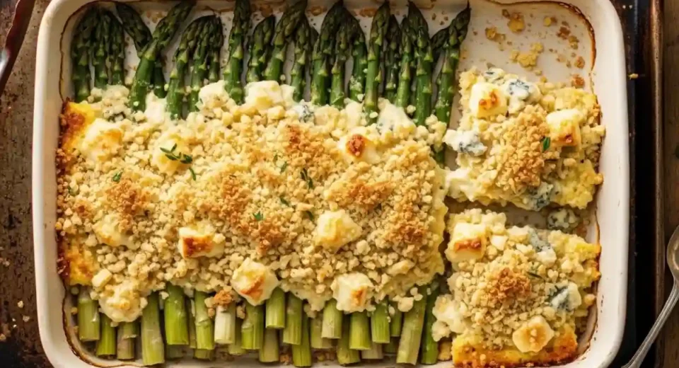 Broiled Asparagus Gorgonzola is an Italian-style side dish