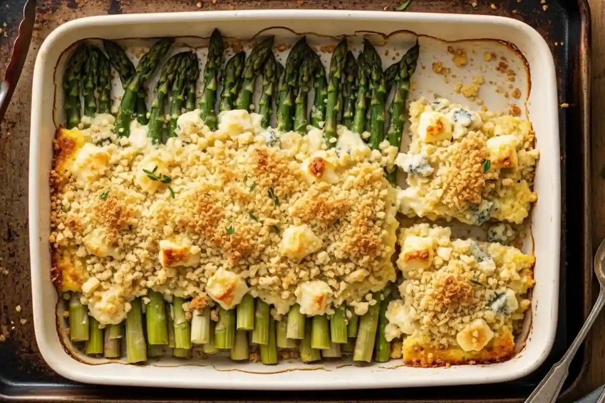 Broiled Asparagus Gorgonzola is an Italian-style side dish