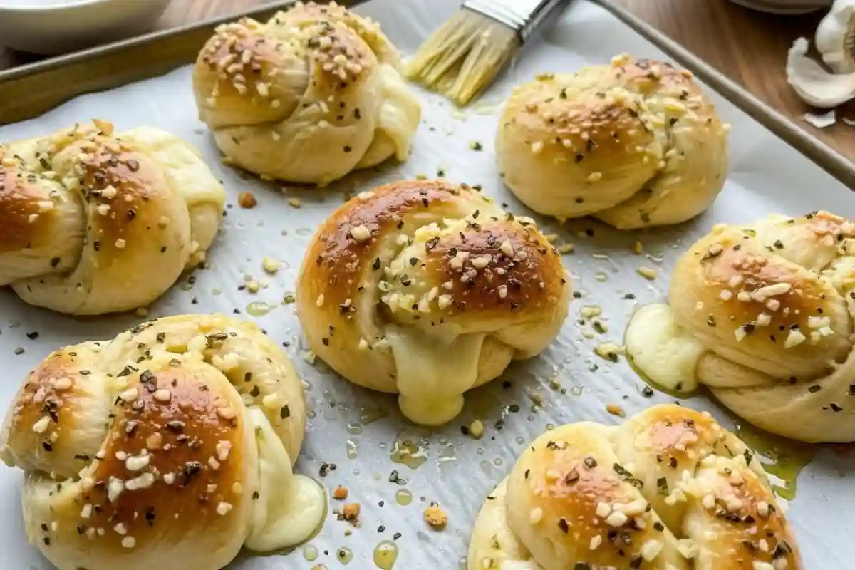 Garlic butter knots stuffed with mozzarella.