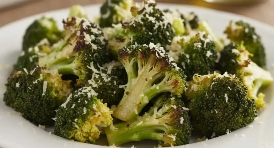 Charred edge broccoli roasted with garlic parm zing.