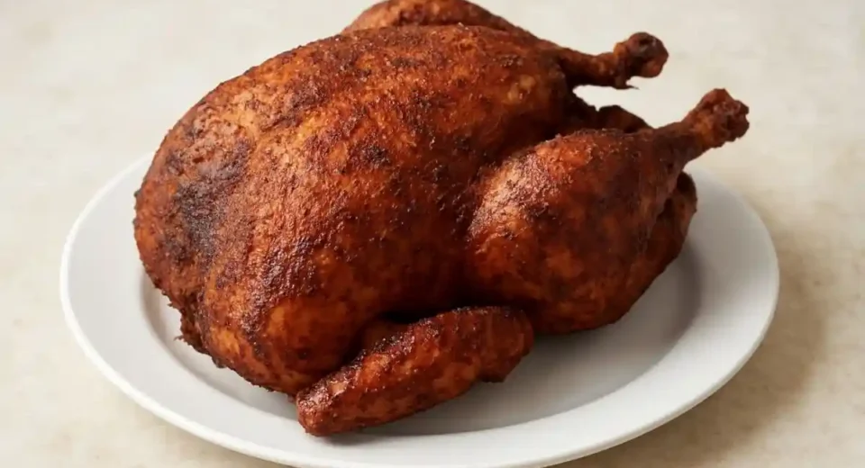 This Deep-Fried Turkey features a crispy golden-brown skin and juicy, tender meat.