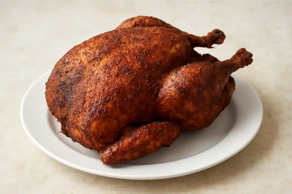 This Deep-Fried Turkey features a crispy golden-brown skin and juicy, tender meat.