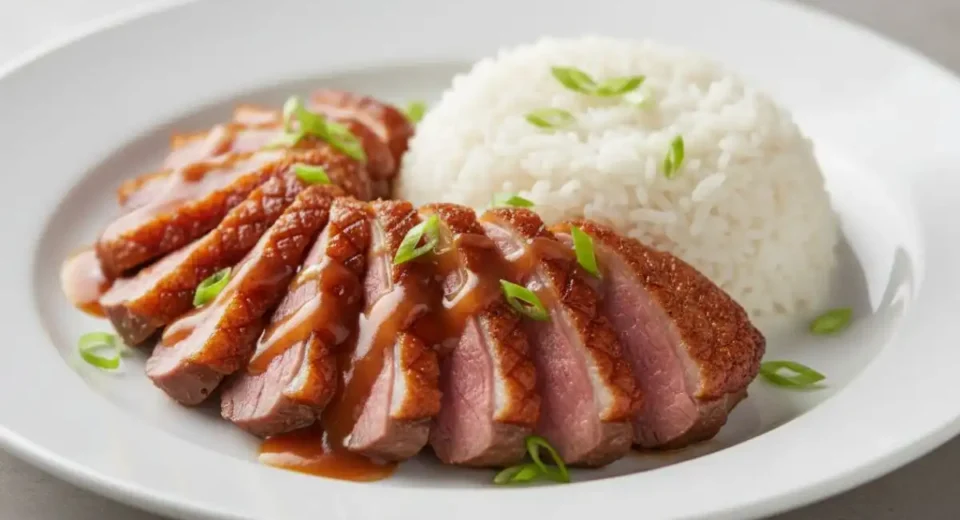 crispy duck breast and a sticky, flavorful pan sauce
