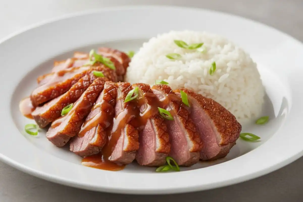 crispy duck breast and a sticky, flavorful pan sauce