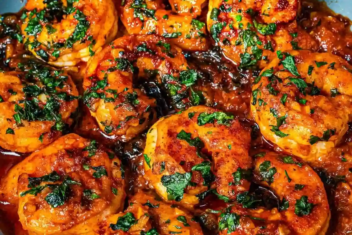 Tender shrimp cooked in a rich garlic butter sauce, creating a flavorful and quick dish perfect for dinner or an appetizer.