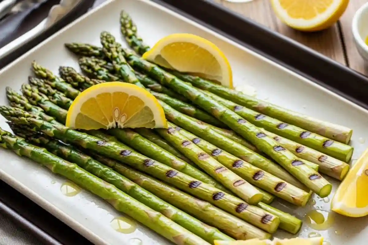 Grilled Asparagus with Lemon and Olive Oil is a simple American side dish
