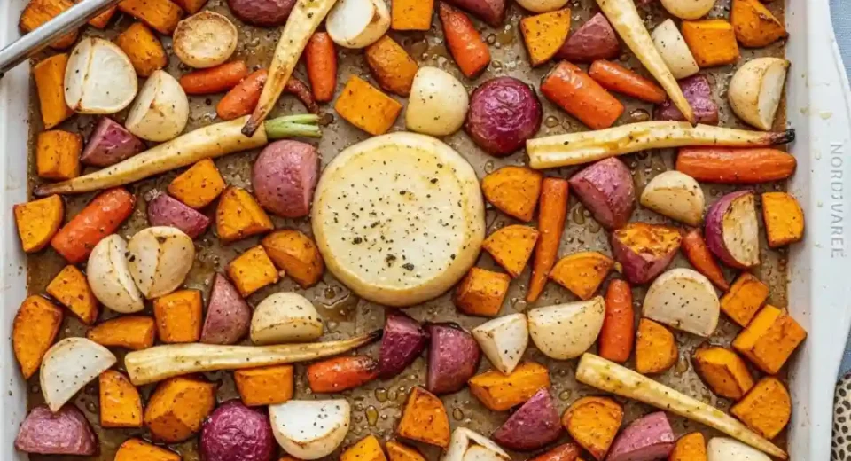 Squash turnips parsnips sweet potato rutabaga carrots maple roasted sticky.