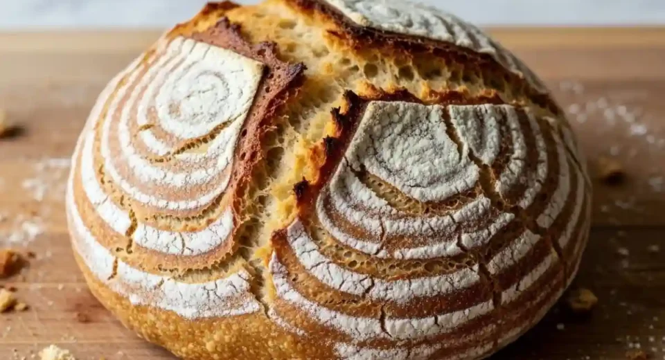 No-Knead Crusty Dutch Oven Bread is an easy American artisan-style loaf