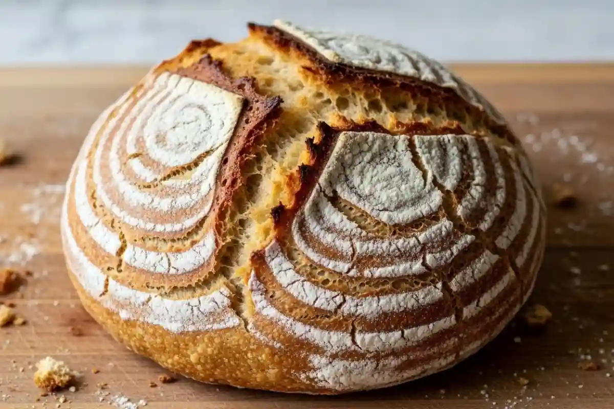 No-Knead Crusty Dutch Oven Bread is an easy American artisan-style loaf