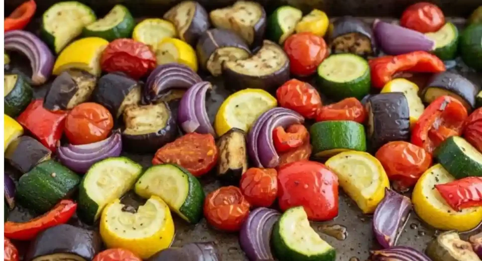 Oven Roasted Ratatouille is a sheet-pan version of the classic where mixed squash, eggplant, and tomatoes roast with olive oil, garlic, and herbs