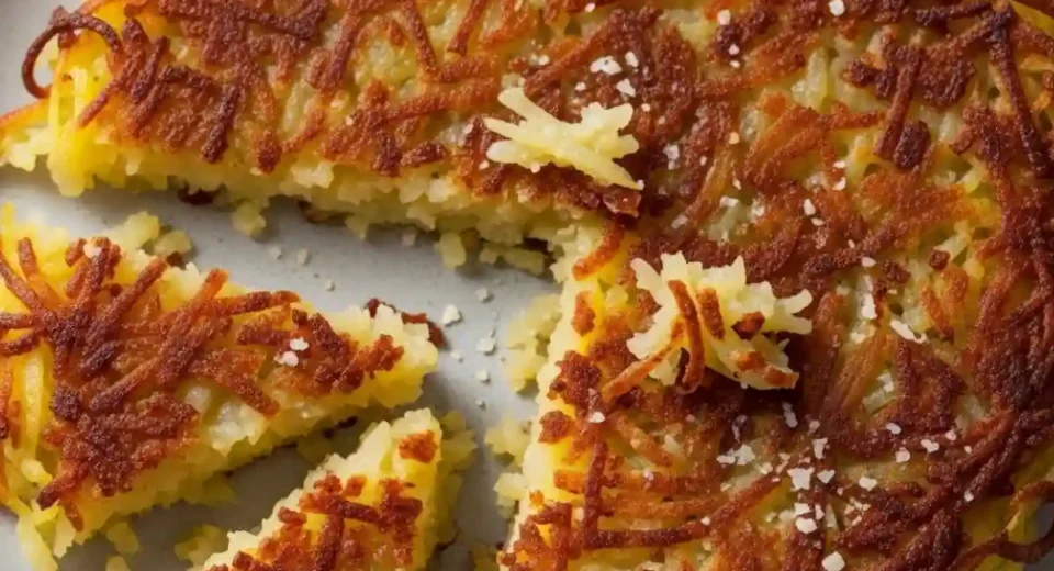 Crispy pan-fried potato onion pancakes.