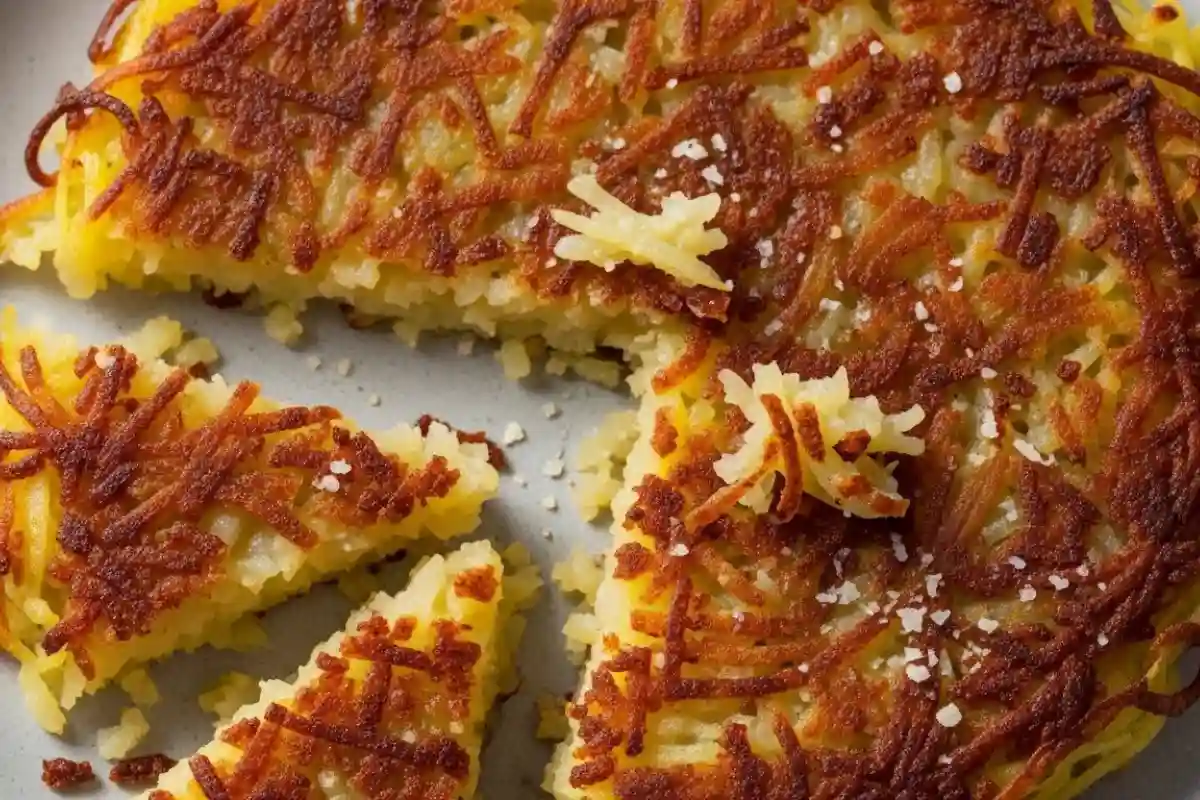 Crispy pan-fried potato onion pancakes.