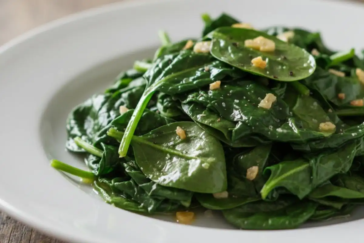 Garlic butter sautéed spinach side.