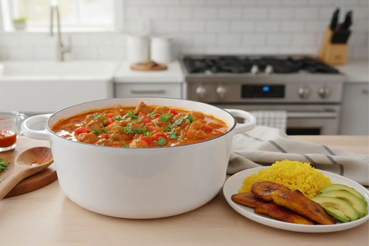 Slow-braised Ecuadorian goat stew cooked in a tangy achiote-tomato-cilantro sauce