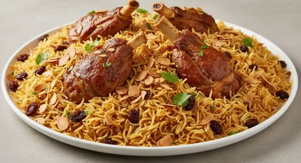 A flavorful Emirati dish made with tender lamb, cooked with rice and aromatic spices like turmeric, cinnamon, and black lime.