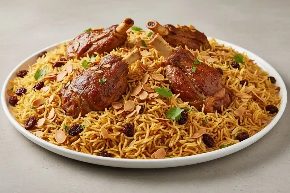 A flavorful Emirati dish made with tender lamb, cooked with rice and aromatic spices like turmeric, cinnamon, and black lime.