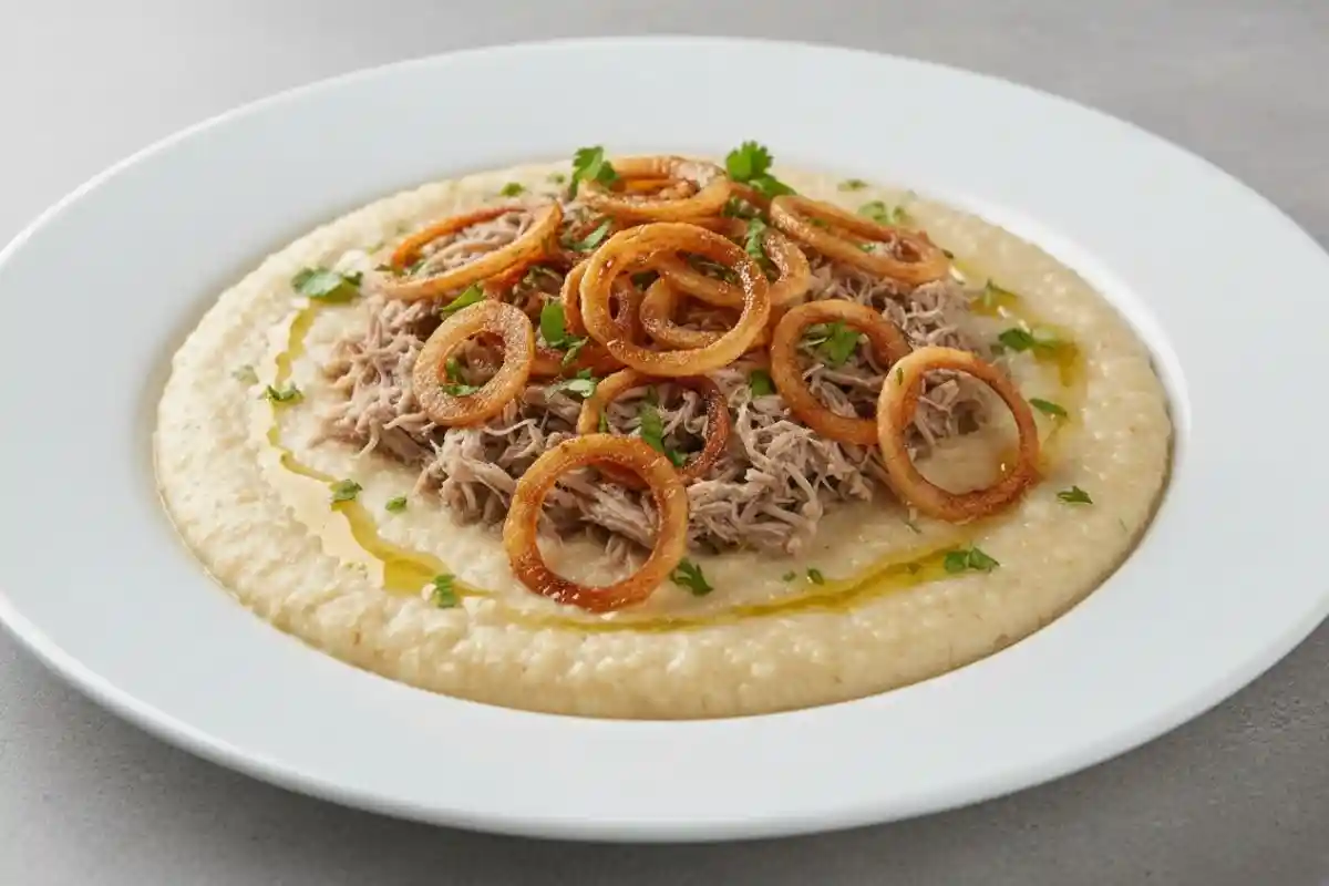A creamy Gulf breakfast dish made with tender lamb and wheat, slow-cooked with spices to create a savory and hearty meal