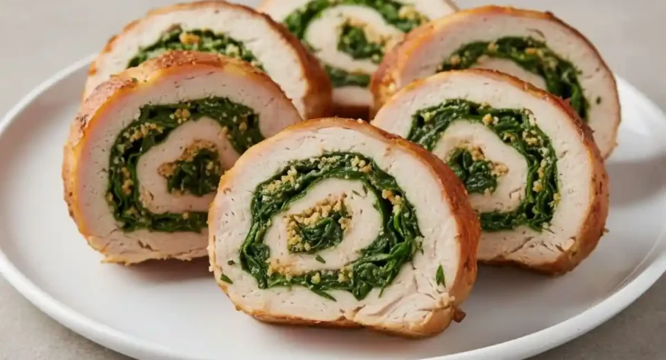 Turkey breast rolled with a savory filling, seasoned and roasted to perfection.