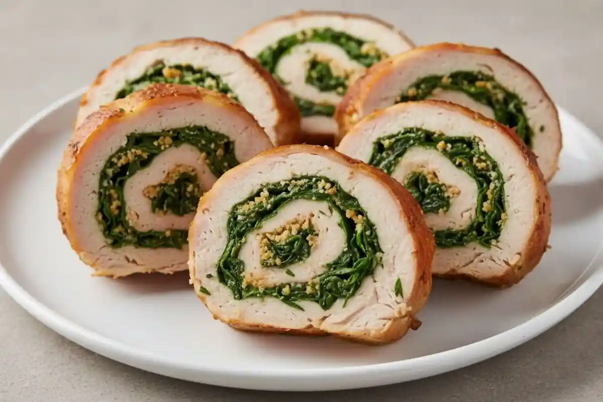 Turkey breast rolled with a savory filling, seasoned and roasted to perfection.