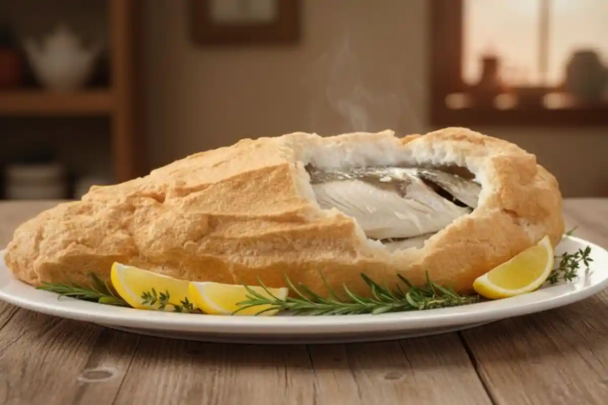 A traditional Italian dish where a whole fish is baked in a salt crust, resulting in tender, flavorful fish with minimal preparation.
