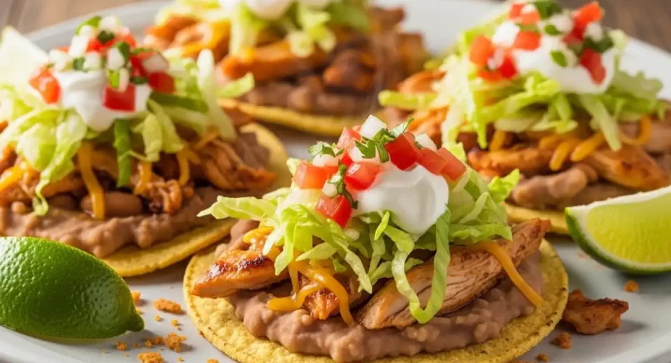 Chicken Tostadas with Refried Beans Recipe