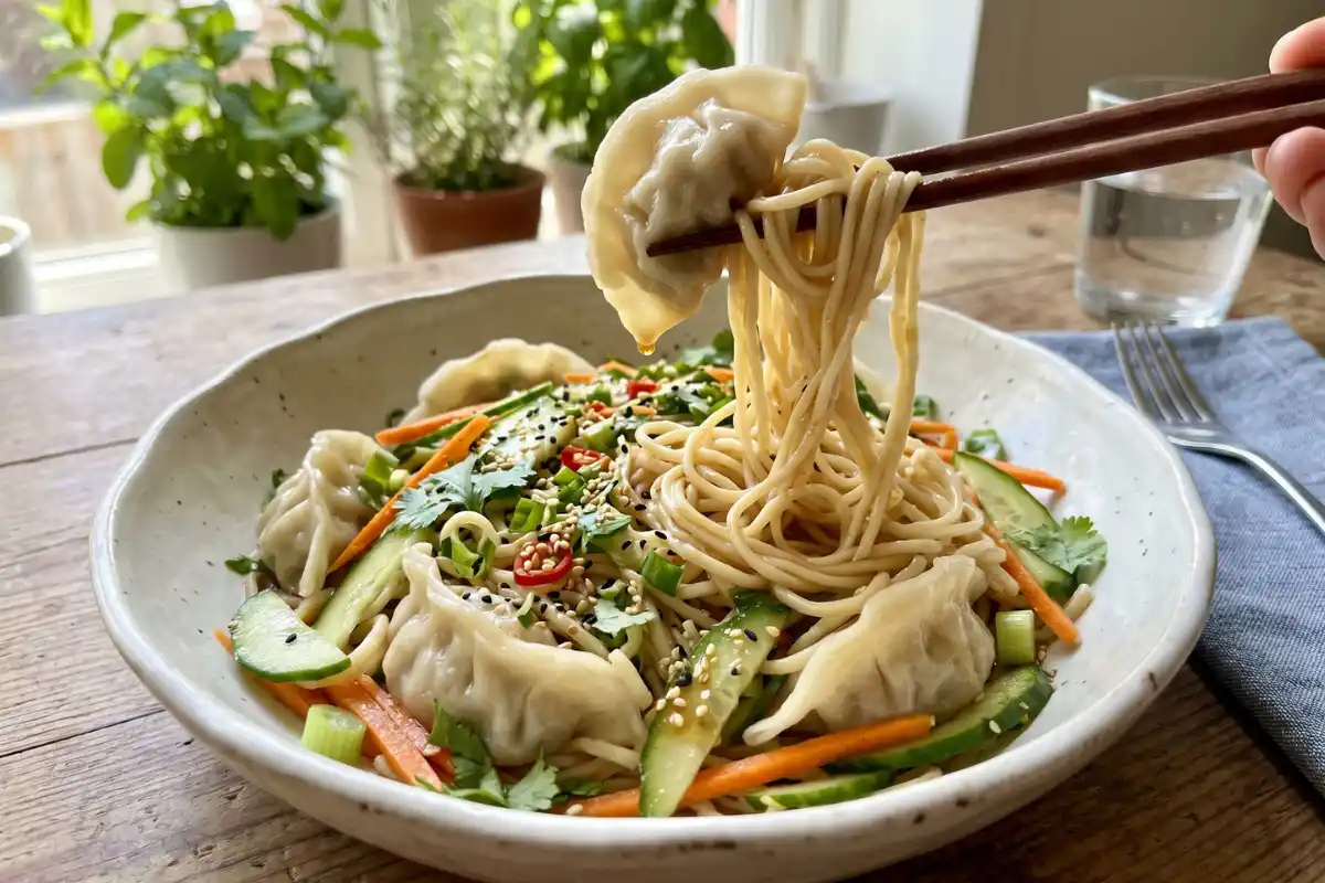 Summer Dumpling Noodle Salad